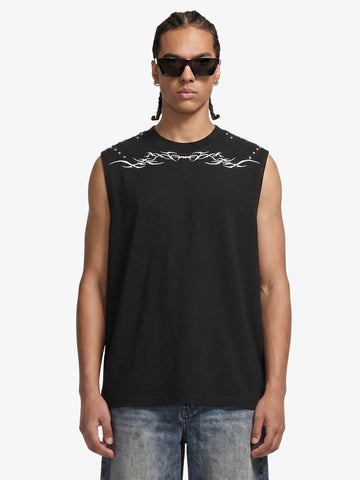 Studded Tribal Sleeveless T-Shirt 