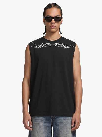 Studded Tribal Sleeveless T-Shirt 