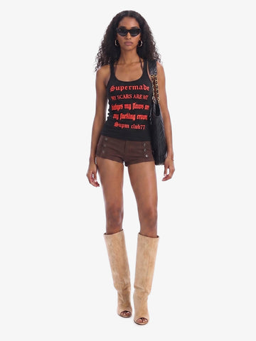 Graphic Text Racerback Slim Fit Tank Top 