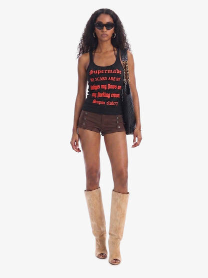Graphic Text Racerback Slim Fit Tank Top 