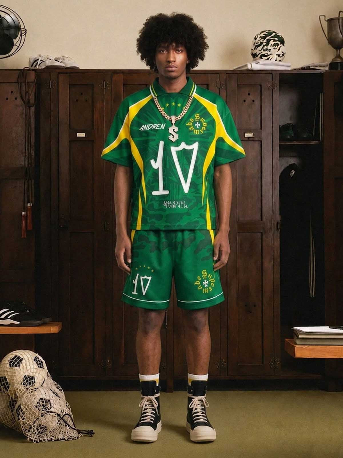 Classic Brazil "Savior" Color-Block Custom Jersey Set - 2622 