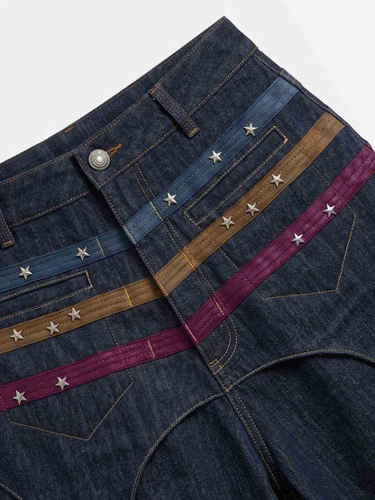 Vintage Shorts mit weitem Bein und Sternenbesatz