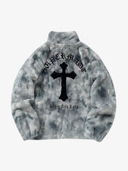 Heavy-Duty Faux Lambswool Tie-Dye Urban Jacket - 1558 
