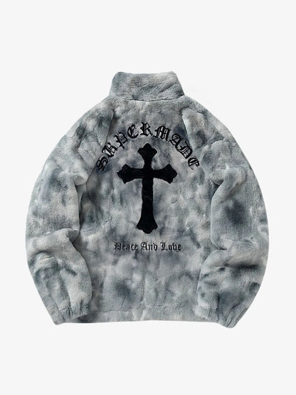 Heavy-Duty Faux Lambswool Tie-Dye Urban Jacket - 1558 