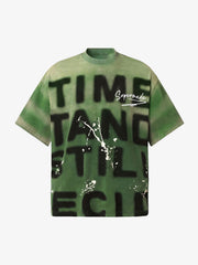 Ink Splash Letter Print T-shirt - 2414 