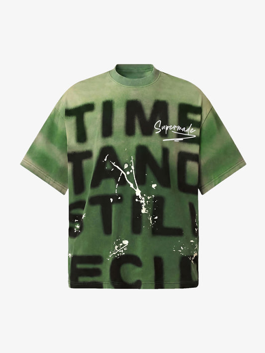 Ink Splash Letter Print T-shirt - 2414