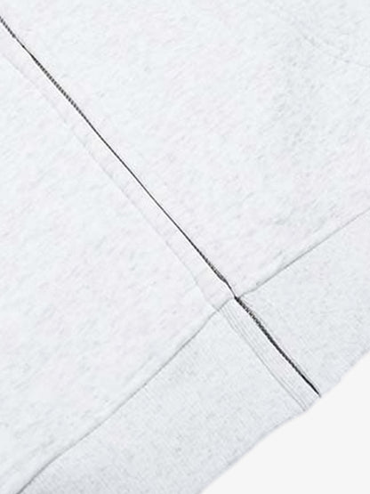 Letter Medal Embroidered Cardigan Fur Collar Zip Up Hoodie- 2502 