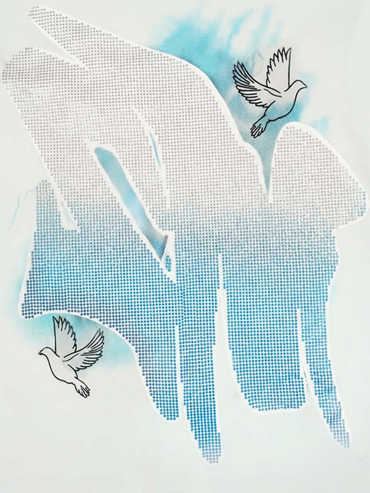 Retro Street Peace Dove Angel Rhinestone T-Shirt 