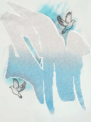 Retro Street Peace Dove Angel Rhinestone T-Shirt 