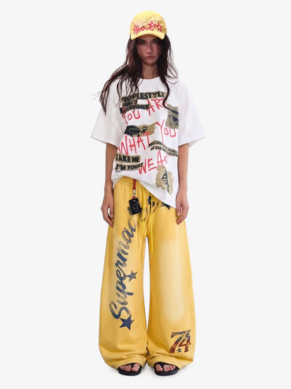 Vintage Star Graphic Wide Leg Sweatpants 