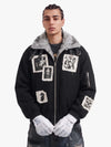 Faux Fur Collar Patchwork Embroidered Quilted Jacket