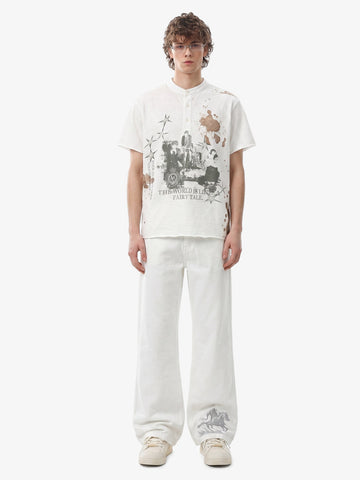 Fairy Tale Grunge Band Collar Henley T-Shirt 