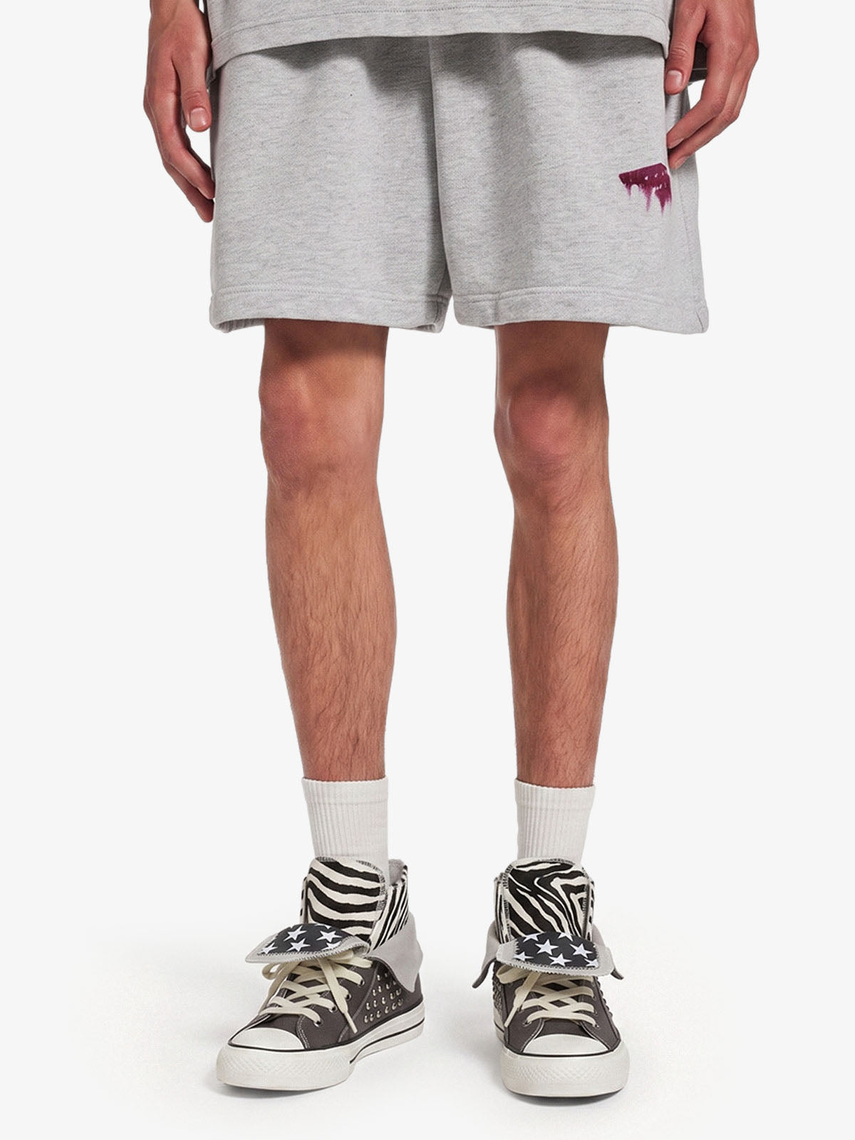 Zebra Studded Double-Layer Canvas Sneakers