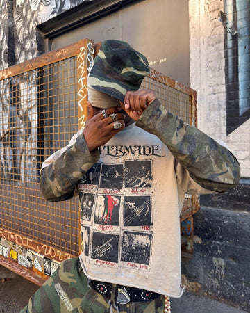 Jersey Distressed Camouflage Double Layered Graphic T-Shirt - 2420 