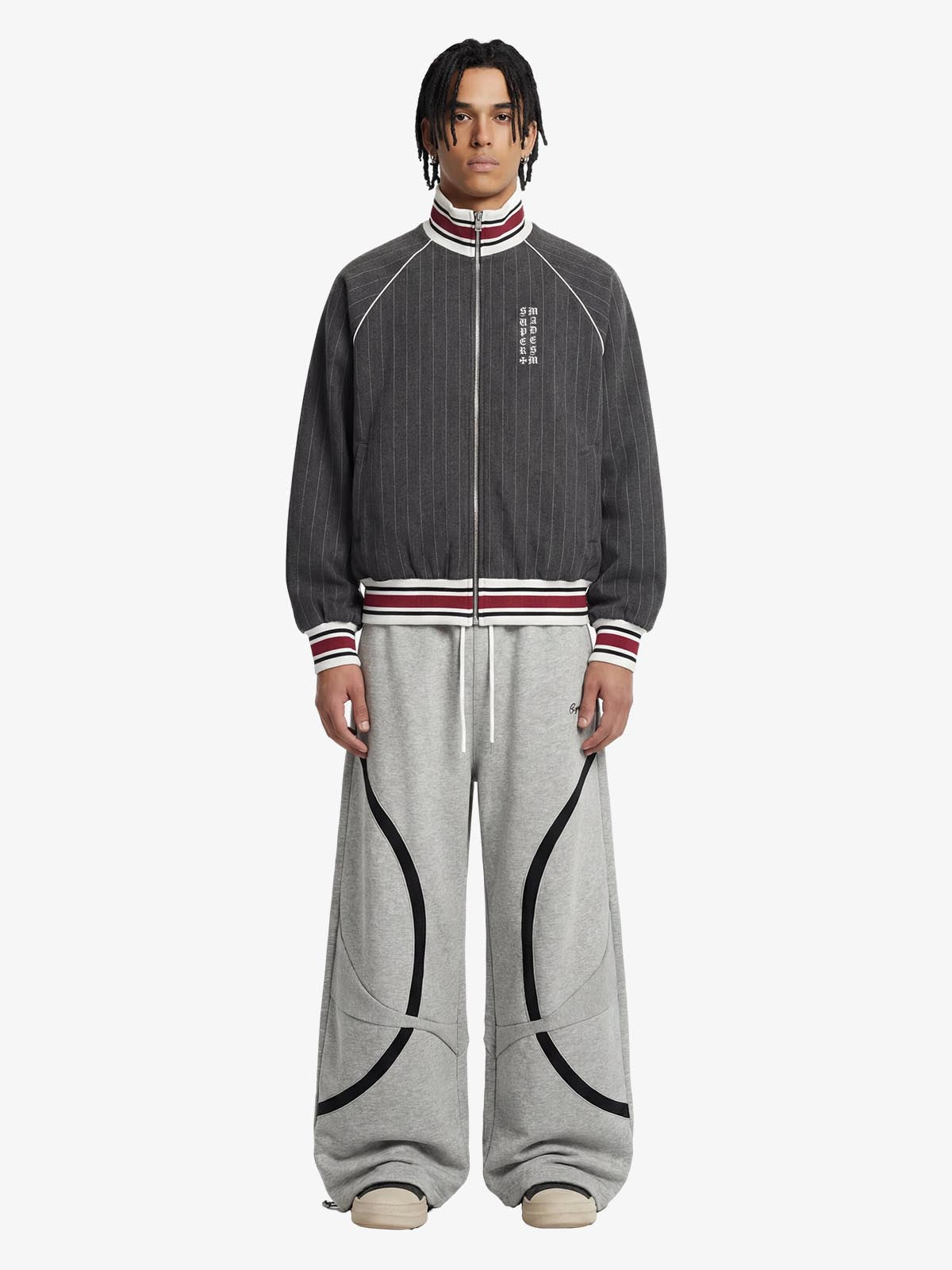 Pinstripe Vertical Embroidery Track Jacket 