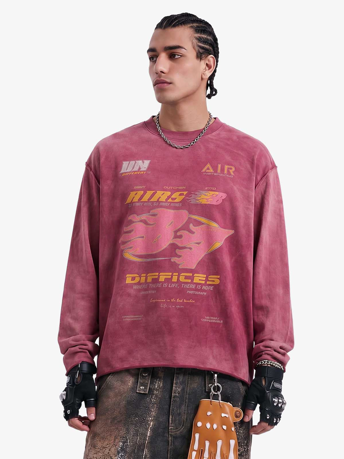 Thesupermade Washed Edge Long Sleeve T Shirt