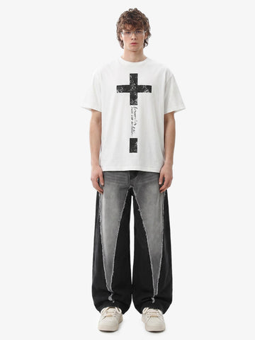 Distressed Cross Graphic T-Shirt 