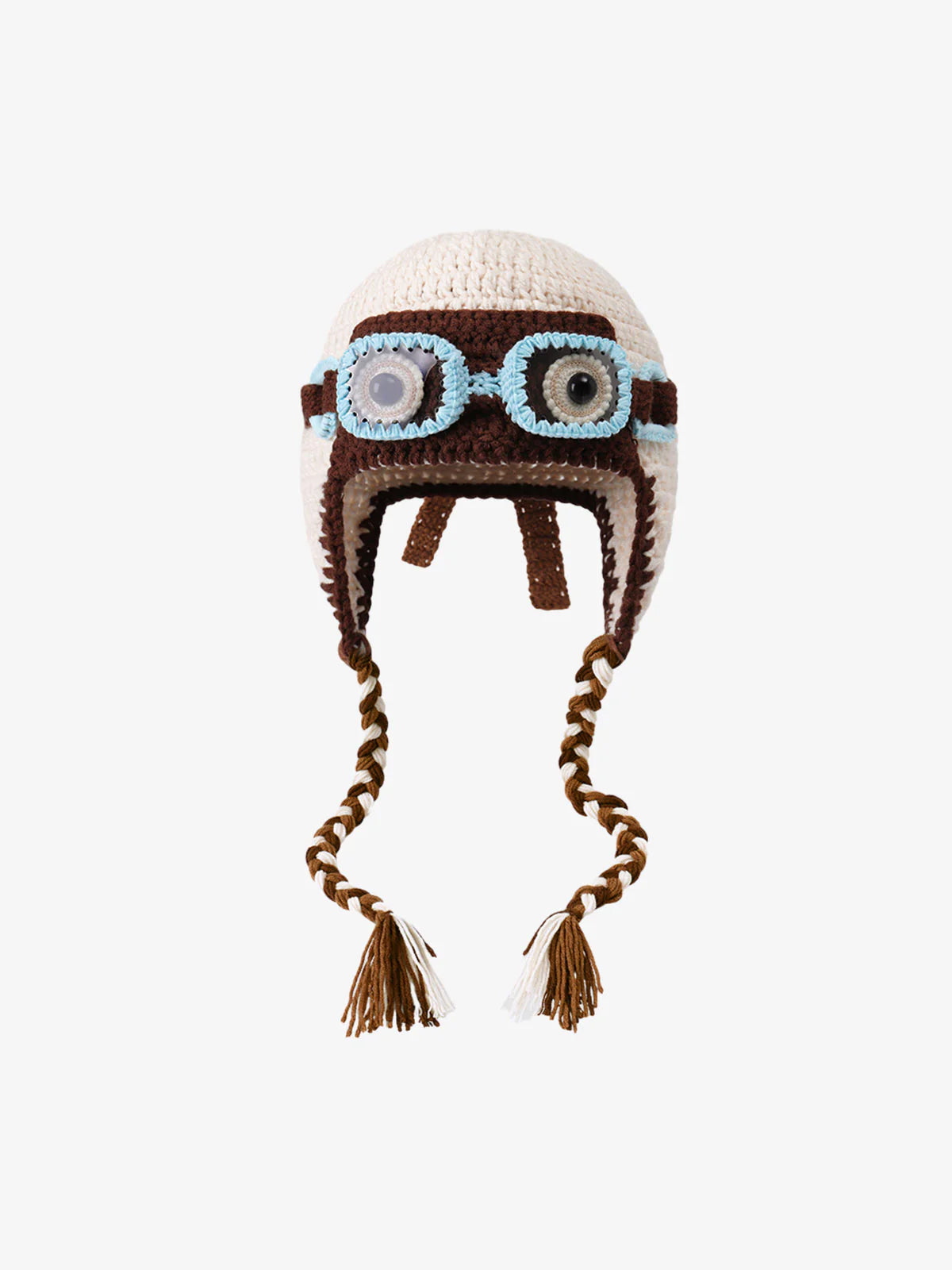 Colorblock Crochet Goggles Trapper Hat 