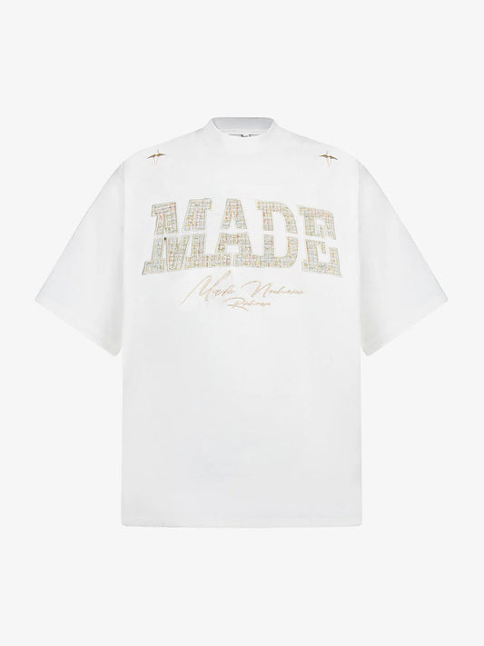 Vintage Patchwork Embroidered Letter T-Shirt 