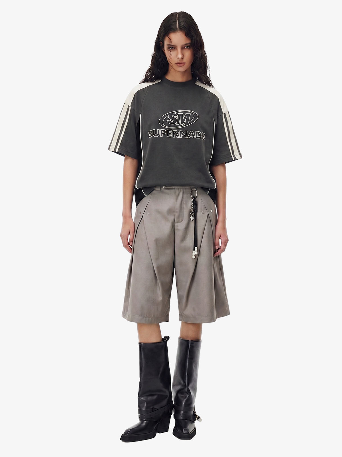 Color-Blocked Strip Racing T-shirt - 2076 