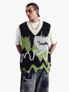 Thesupermade Graffiti Love V-neck Irregular Sweater - 1695