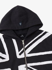 Street Style Union Jack Appliqué Hoodie; Black / S, Black / M, Black / L, Black / XL, Black / 2XL