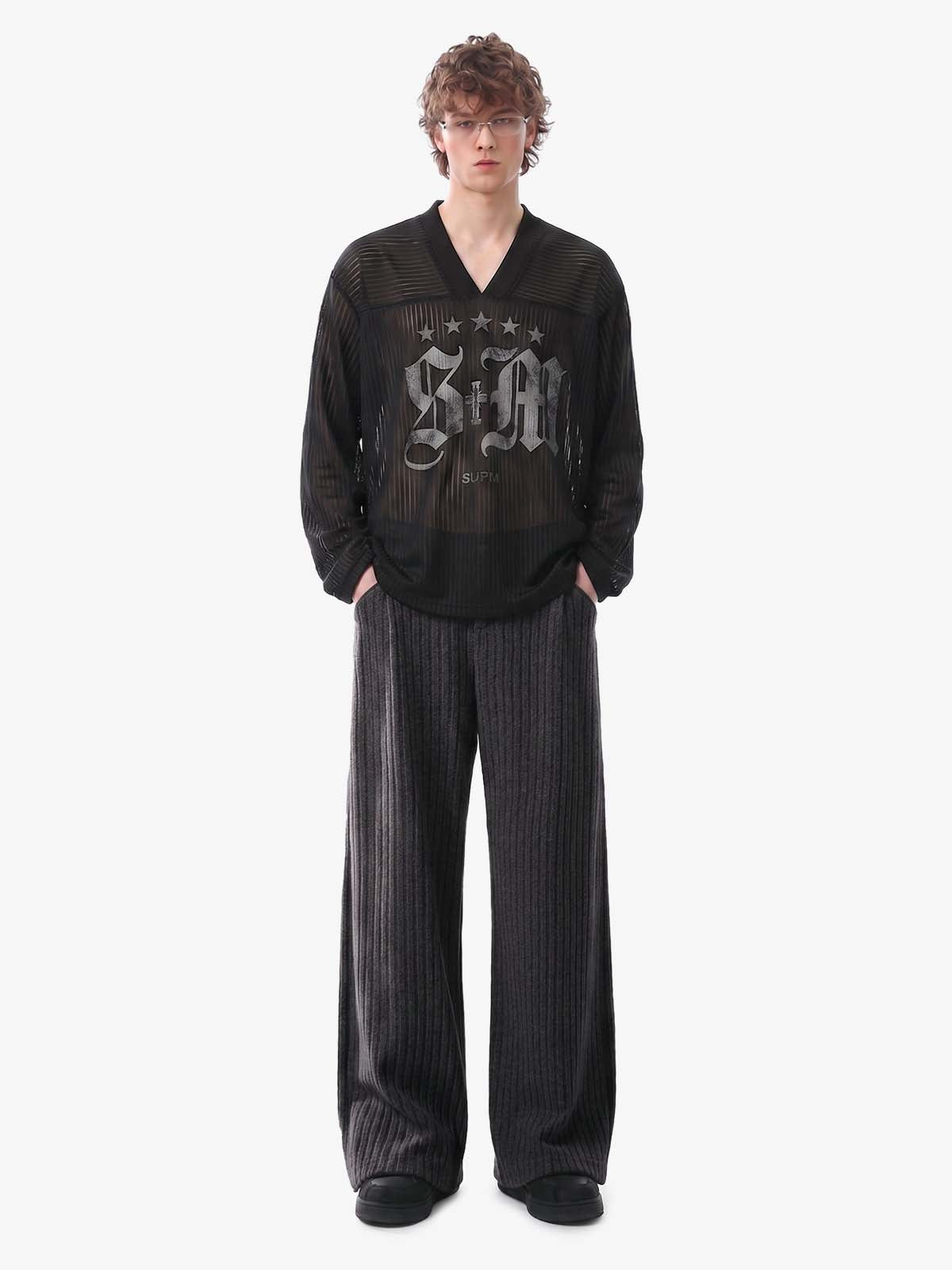 Retro Wool Blend Pleated Baggy Trousers 