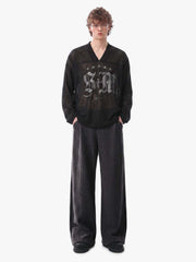 Retro Wool Blend Pleated Baggy Trousers 