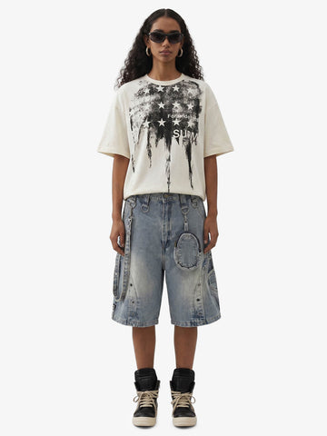 Multi-Hardware Baggy Denim Jorts 