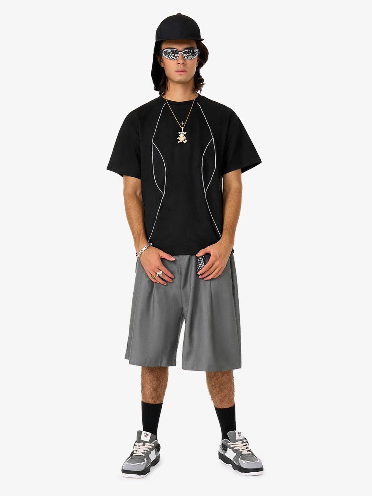 Functional Deconstructed Split Short-Sleeved T-Shirt - 2437 