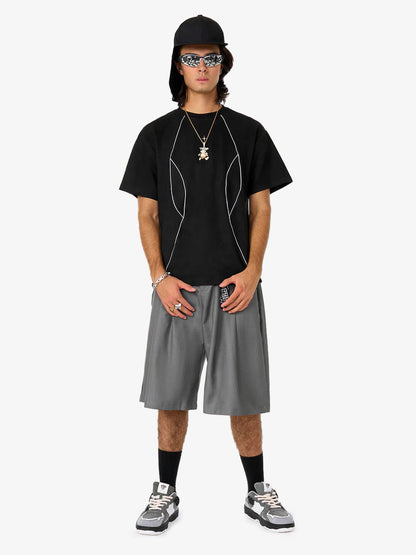 Functional Deconstructed Split Short-Sleeved T-Shirt - 2437 