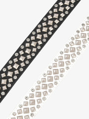 Studded Rhinestone Silver Hollow Buckle Belt