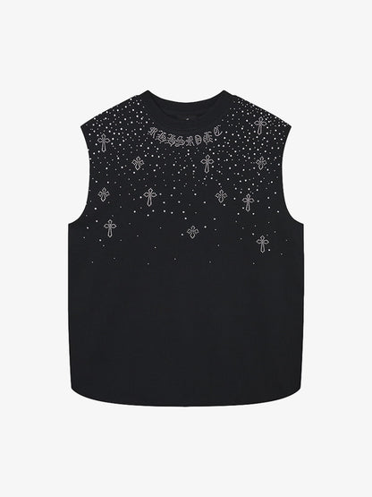 Rhinestone Cross Sports Vest