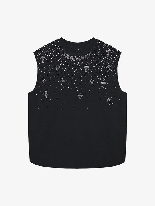 Rhinestone Cross Sports Vest