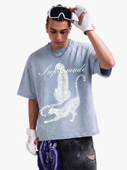 Leopard Print Washed Vintage T-Shirt 