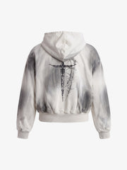 Thorn Portrait Graphic Distressed Gradient Hoodie; White / S, White / M, White / L, White / XL