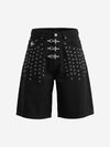 Scorpion Embroidered Anchor-Buckle Denim Shorts