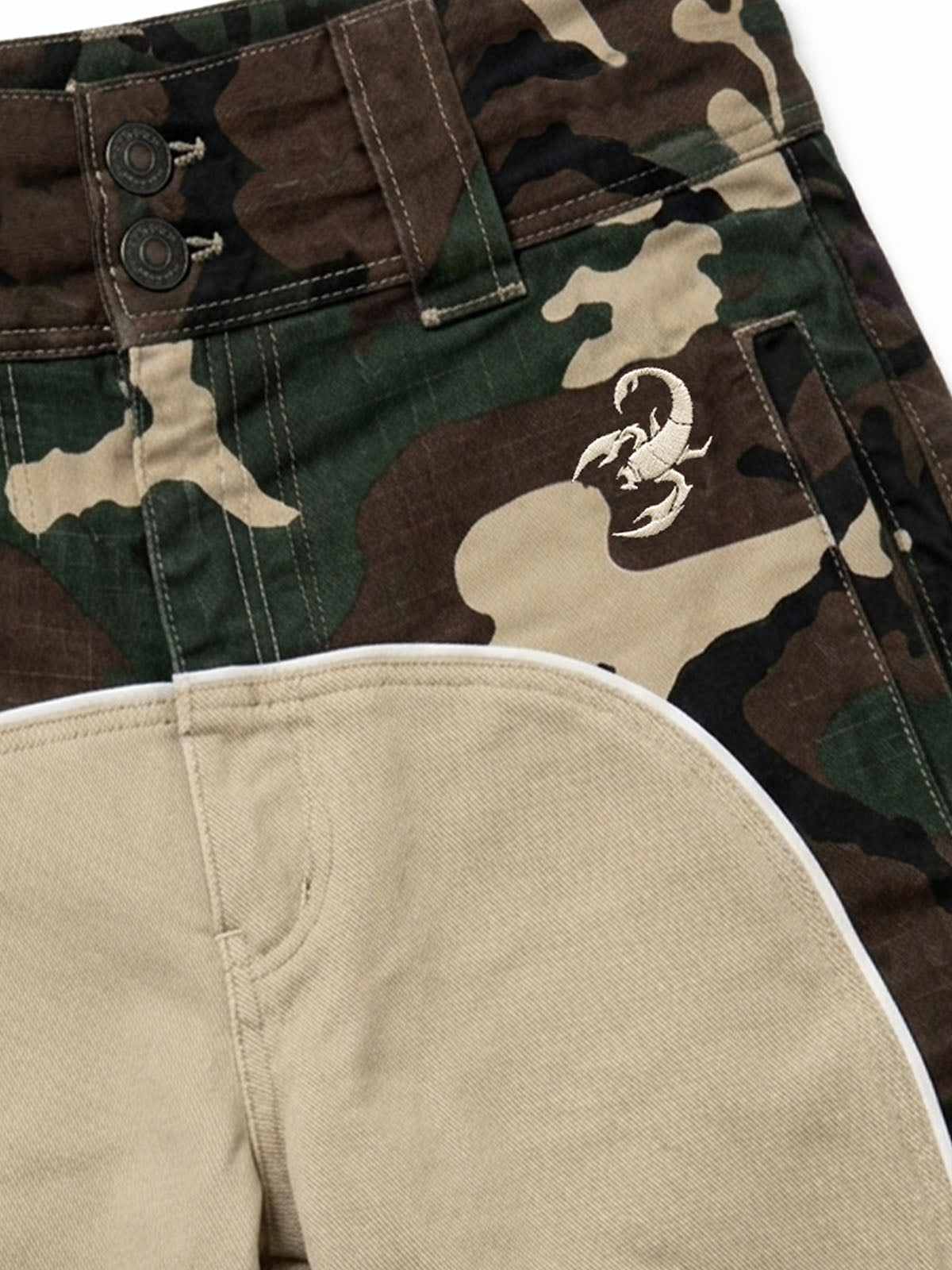 Camo Patchwork Flared Pants