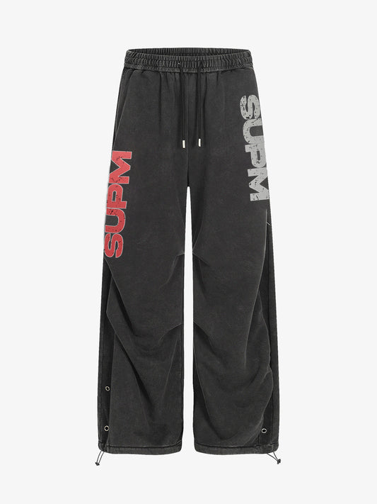 Stylish Wide-Leg Trousers with Bold Side Lettering for Casual Wear 