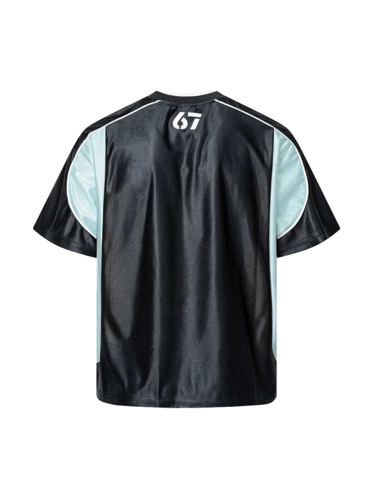 Contrast Stitching Letter Jersey T-shirt 