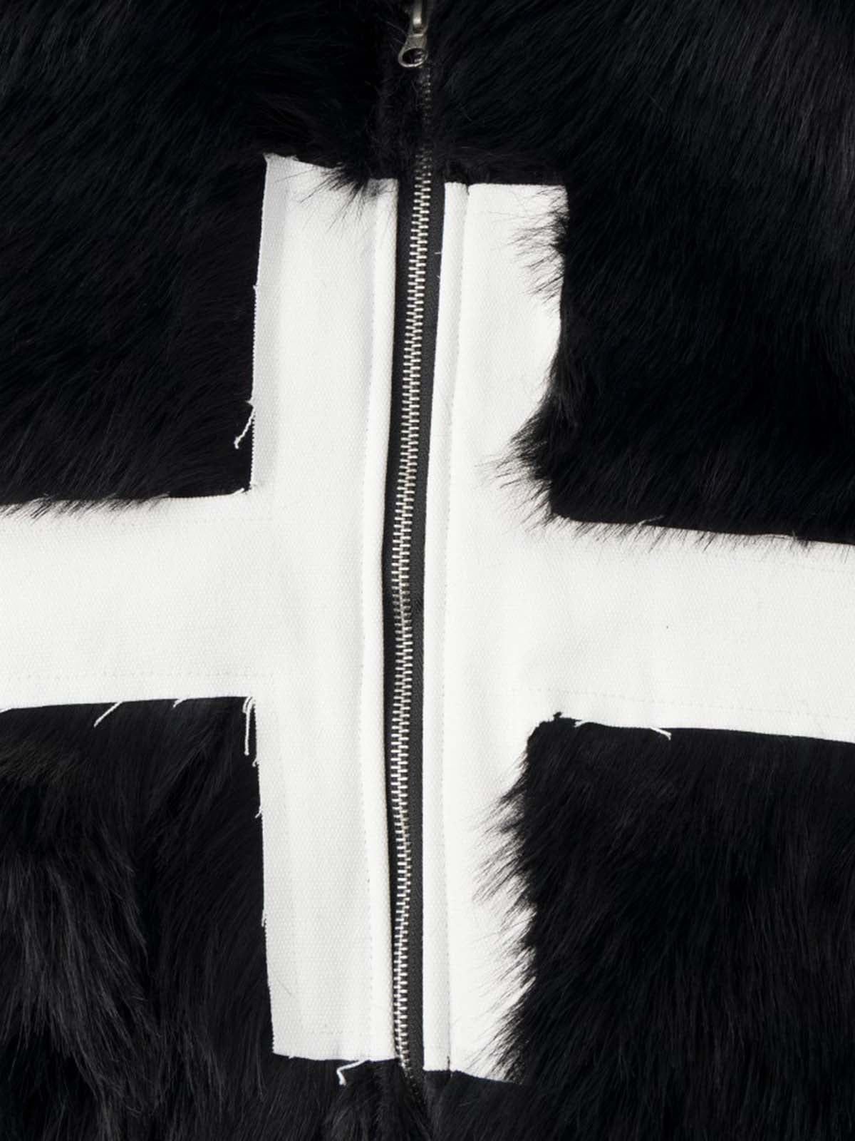 Cross Detail Faux-Fur Coat