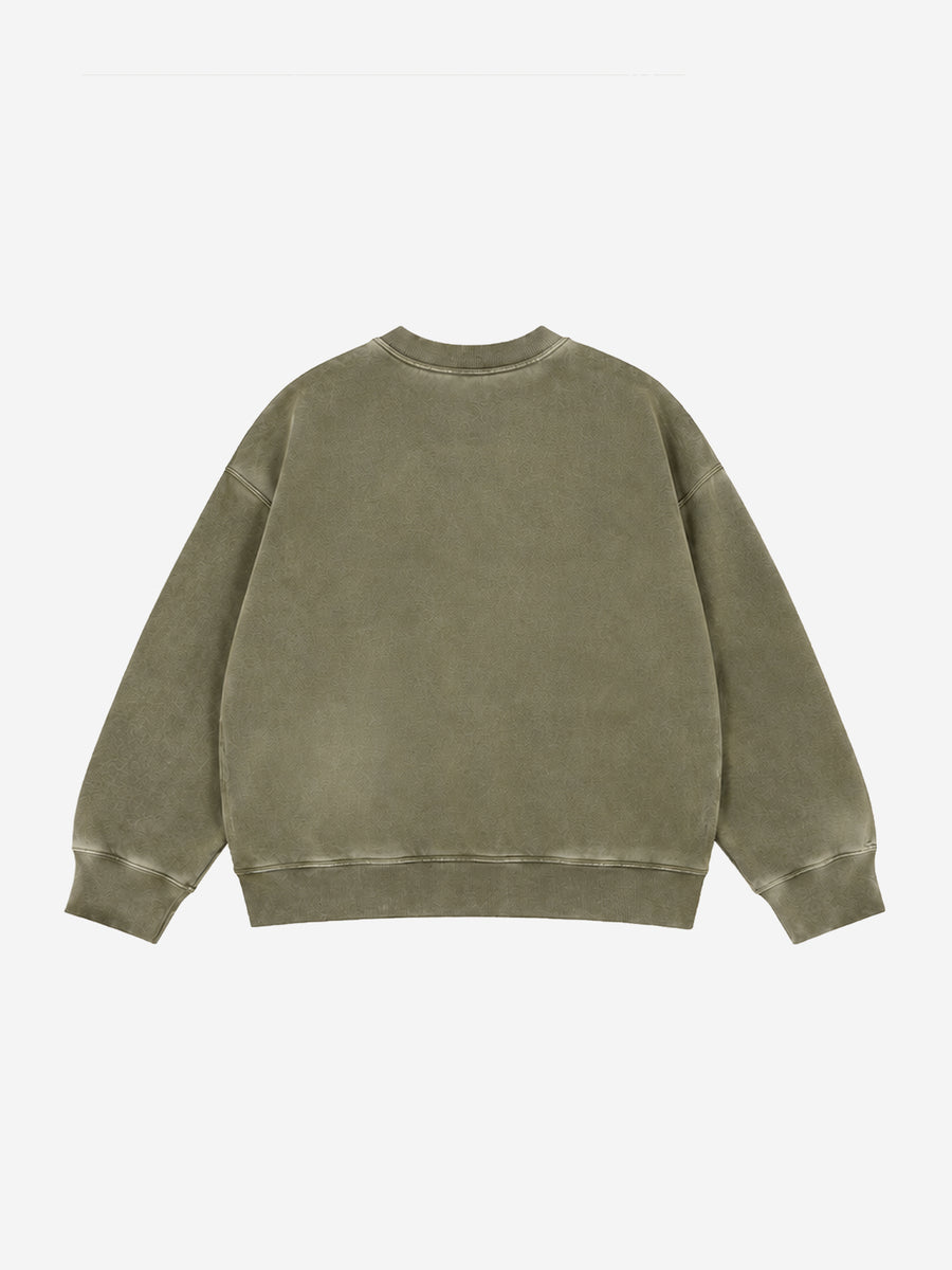 Camo 67 Appliqué Embroidered Washed Oversized Sweatshirt