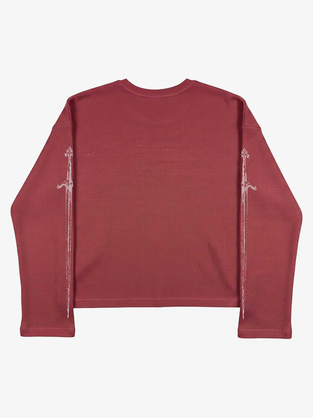 Fangs Graphic Waffle Boxy Long Sleeve Top