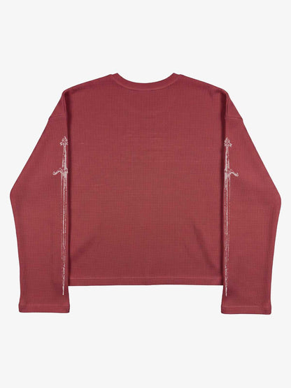 Fangs Graphic Waffle Boxy Long Sleeve Top