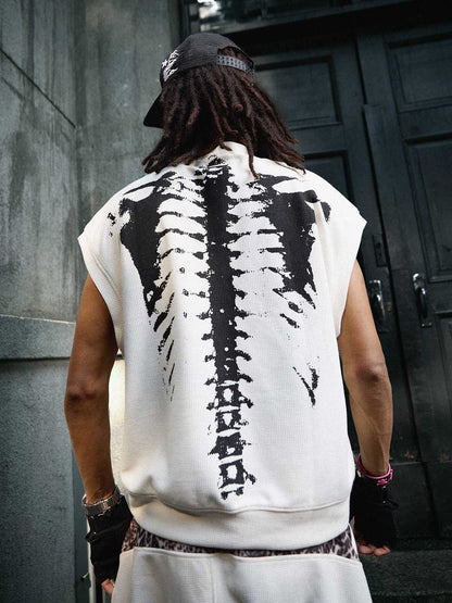 Skeleton Graphic Sleeveless Top and Pants Set - 2628