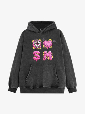 Dripping Heart & Eye Graphic Hoodie for Trendy Looks 