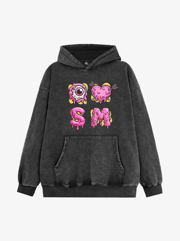 Street Dripping Letter Eyeball Graffiti Hoodie 