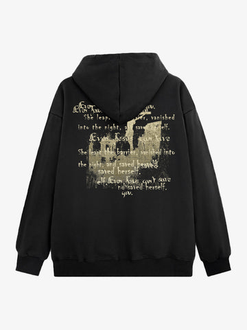 Metallic Script Letter Cross Graphic Hoodie 