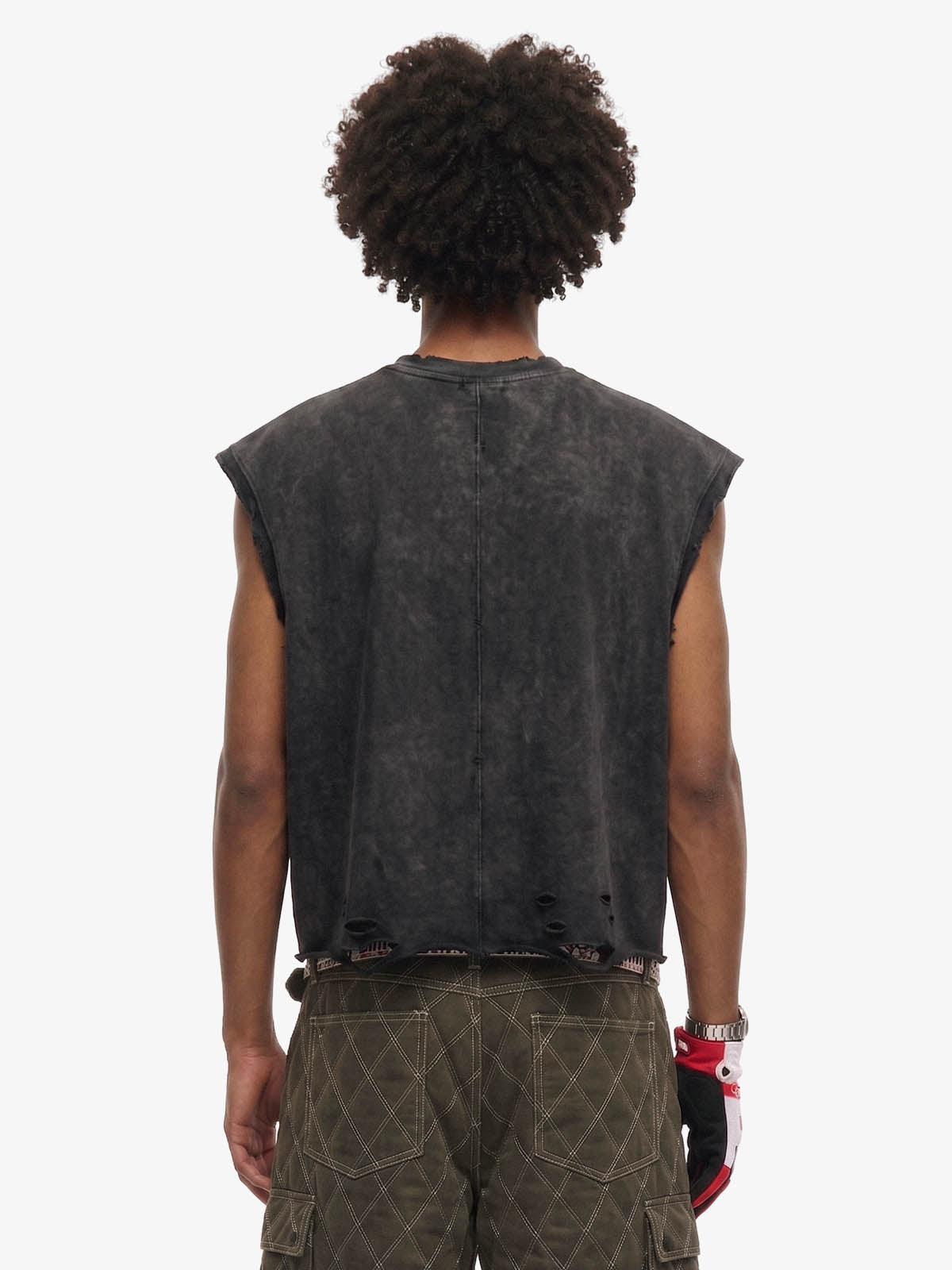 Distressed Slogan Graphic Sleeveless T-Shirt 