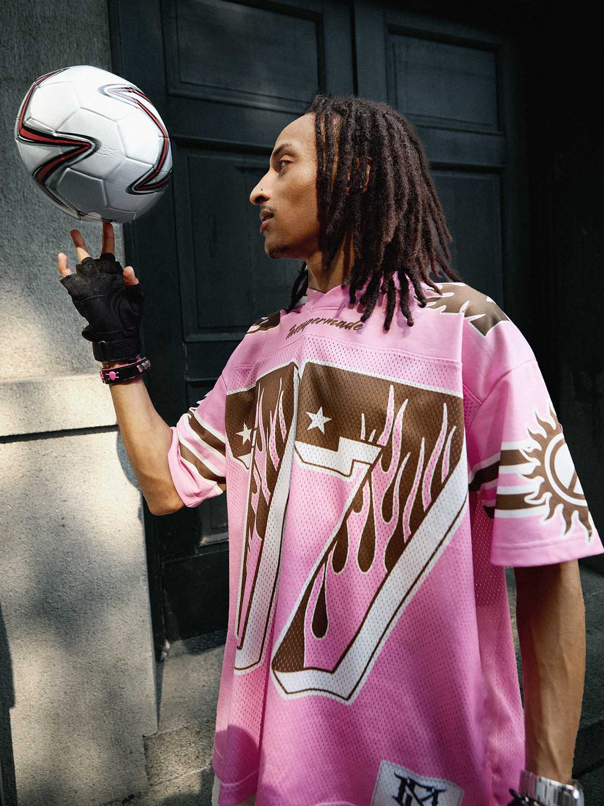 Pink Flame Print Jersey T-shirt - 2390